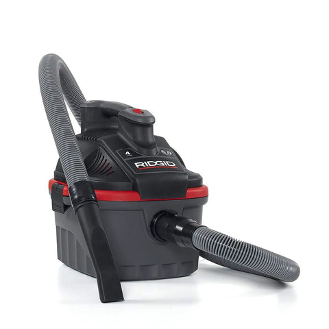 4-Gallon Portable Wet And Dry Vacuum Cleaner With A 5.0 Peak HP Motor, Grab-And-Go Lightweight Design, red finish, side view