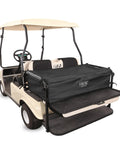 Rear Bench Golf Cart Storage Bag For 2 Plus 2 Or 4 Passenger Carts 800D PVC Dustproof Organizer With Secure Buckles Fits Yamaha EZGO Club Car No Drilling Required Grocery Carrier attached to beige golf cart