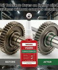Industrial Grade Retaining Compound 4 Pack for High Strength Bearing Mounts and Sleeve Retainers, fast cure adhesive shown on gears before and after use.