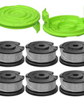Auto Feed 0.065 Inch Trimmer String Spool Replacement For Weed Eater And Weed Wacker 16 Ft Single Line Durable Six Pack With Two Caps