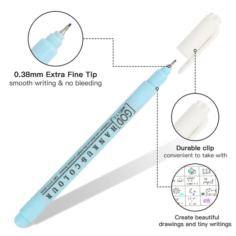 0.38mm blue pen with durable clip from 20 Pack Bible Highlighters And Fine Point Pens No Bleed Through For Bible Study And Journaling