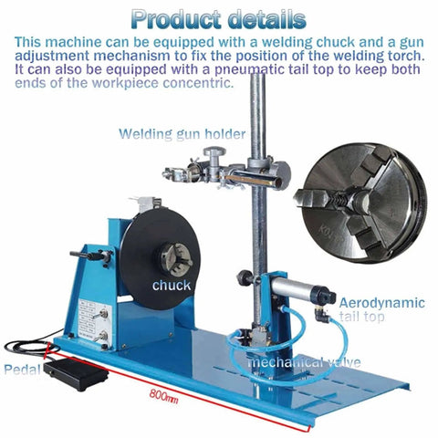 Compact Portable Welding Positioner Turntable With Slick Precision Clamp And Stepless Speed Dial 180Mm Mini Welding Workbench with chuck.