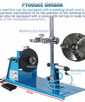 Battle Ready Mini Rotary Welding Turntable With Click Free Stepless Speed Tweaks And Rock Steady Zero To Ninety Degree Tilt Base For Fast Fabrication Tasks with welding chuck and pneumatic tail top.