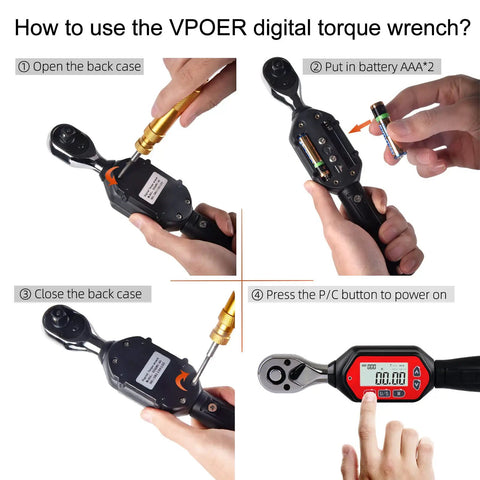 Digital Torque Wrench With 5 To 35mm Open End Head, Adapter Kit Included, Pro Grade Torque Tool For Cars And Bikes instructions