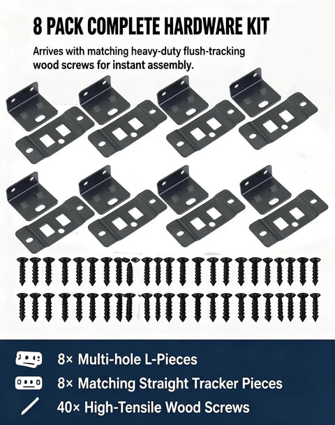 Eight Pack Quick Fitting Furniture Joint Brackets 16 Inch White Heavy Duty Rigid Two In One Anchor Clips with screws