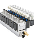 Workhorse Eight-Station Pneumatic Solenoid Valve Manifold Kit, 2-Position 3-Way Normally Closed, DC 24V, with Base and Mufflers