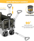 All Terrain Collapsible Wagon Cart With Removable Tabletop And 500Lbs Capacity Folding Utility Wagon With Extended Tailgate showing adjustable handle