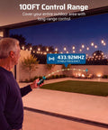 Person using the Ultimate Outdoor String Light Dimmer With Hella Smooth Stepless Slider For 10 To 100 Percent Brightness Control.