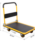 Heavy Duty Folding Platform Cart With Four Inch Rotation Wheels, 360 Lb Load Capacity, Rugged Steel Build For Easy Gear Moves On Any Surface Great For Warehousing, Moving Heavy Gear, And Home Shop Tasks; 28-3/4 x 18-7/8 inch
