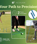2 Pack Golf Alignment Sticks For Swing Training And Setup, Durable Telescopic Rods used for alignment on green and practice
