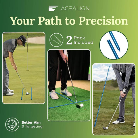 2 Pack Golf Alignment Sticks For Swing Training And Setup, Durable Telescopic Rods used for alignment on green and practice