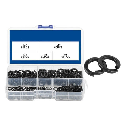 Rectangular Spring Release Lock Washers Sorting Kit With 480 Pieces Stainless Steel And Carbon Steel Assortment For M4 M5 M6 M8