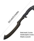 Beefy Hand Cast Manganese Steel Machete With 52HRC Short Curved Blade Full Tang 21.5 Inch Outdoor Survival Tool displayed diagonally