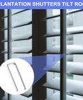 Close-up of plantation shutters tilt rod, showcasing galvanized steel material for 80 Piece Plantation Shutter Repair Kit With Solid Fasteners Sweet Louver Hardware No Sweat Window Blind Tilt Rod Staples Easy Peasy Home Fix Hella Durable For Smooth Operation Quick Setup Guaranteed Satisfaction.