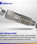 Cosmostar 1/4 in NPT stainless steel inline ball check valve, 316SS, male x female, Viton O-ring, 6000 psi