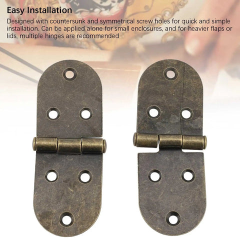 Heavy Duty 10 Sets 180 Degree Folding Hinges with round edges, bronze color, suitable for sewing machine tables and doors.