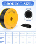 PU Air Hose 12mm OD X 8mm ID Black Flexible Pneumatic Tubing displayed with sizing details and measurements.