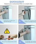 4 Pack Replacement Filter For Air Purifier 40 Series installation guide in 4 steps showing easy filter replacement process.