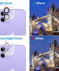 Comparison of iPhone camera lens with Night Circle effect using Camera Lens Protector For iPhone 11 6.1 Inch And iPhone 12 Mini 5.4 Inch, 9H Tempered Glass, HD Clear Lens Shield, Anti Scratch, Case Friendly, Night Shot Safe, Full Coverage Protection, Crystal Clear, 3 Pack