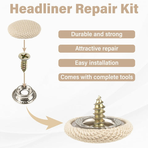 50 Set Car Roof Headliner Repair Kit With 202 Pcs Auto Roof Snap Rivets Retainers And Installation Tool beige grid clamps