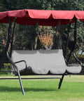 Grey 3 Seater Swing Cushion Cover Replacement For Patio Garden Yard on outdoor metal swing with red canopy