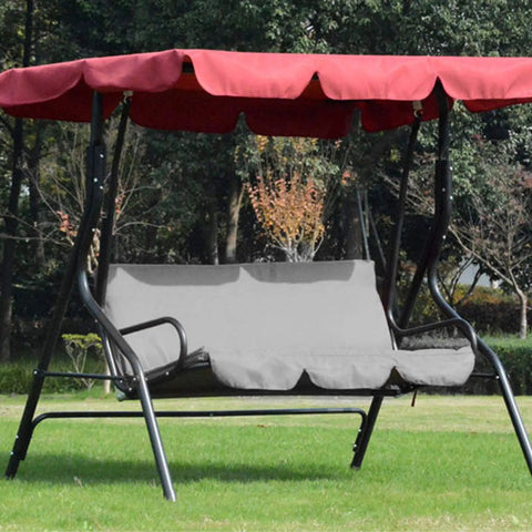 Grey 3 Seater Swing Cushion Cover Replacement For Patio Garden Yard on outdoor metal swing with red canopy