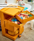 Make Your Space Pop With This Hella Sturdy Multipurpose Utility Storage Cart Featuring Smooth 360 Rotating Abs Plastic Wheels For Bedroom And Living Room Flex, showcasing an orange plastic cart with open drawers.