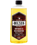 Antique Restoration Wood Polish And Cleaner delivers a top shelf formula, 12 fl oz bottle with yellow liquid inside.