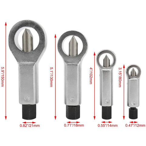 Heavy Duty Nut Splitter Set For Bustin Loose Corroded Damaged Nuts Without Messing Up Bolt Threads 4 Sizes Steel Tools
