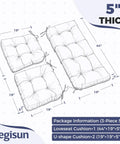 Outdoor Wicker Chair Cushions 3 Piece Set 1 Loveseat Cushion And 2 U Shaped Cushions Waterproof Tufted Cushions For Patio Furniture Fits Most Rattan Chairs Navy Blue 44x19x5 Inches diagram with dimensions