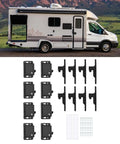 Universal RV Push To Close Cabinet Latches With 5 lb Pull Force displayed with motorhome in background