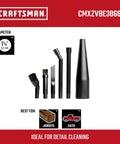 6-Piece Micro-Cleaning Wet Dry Vac Attachment Kit For 1-1/4 Inch Hoses shown with industrial-grade nozzle accessories