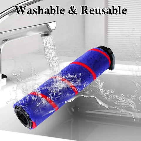 Soft Roller Vacuum Head For Cordless Dyson V7 V8 V10 V11 V15 Hardwood Floor Attachment being washed under faucet