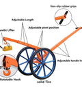 Heavy Duty Steel Manhole Cover Lifter Cart With Magnetic Skid Rollers And 27 Inch All Terrain Wheels features adjustable length and magnetic lifter.