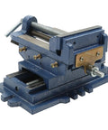 Cross Slide Vise Drill 5 Inch 2 Way XY Heavy Duty Clamp for Metal Milling and Drilling Machines Blue Precision Workholding Vise With Dual Handles for Accurate X and Y Axis Movement and Secure Clamp, blue cast iron vise