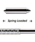 Spring Loaded Toilet Paper Roll Holder Replacement In Chrome Finish Durable Plastic Construction Fits Most Standard Spring Loaded Dispensers Easy Tool Free Installation With 3 Step Ends - top and side view