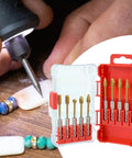 Top Shelf Tungsten Carbide Rotary Burrs With Kickin Cutting Speed And Quarter Inch Hex Shank for precision metal and wood carving, shown in use.