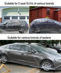 Clear Disposable Car Cover Keepin It Dry Fits Any Car Up To 12.4 Ft By 21.6 Ft With Elastic Hems 3 Pack on parked cars