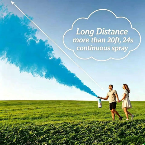 Massive Gender Reveal Fire Extinguisher Spray Two Pack Filled With Two Pounds Of Biodegradable Powder Smoke Cannon in use outdoors.