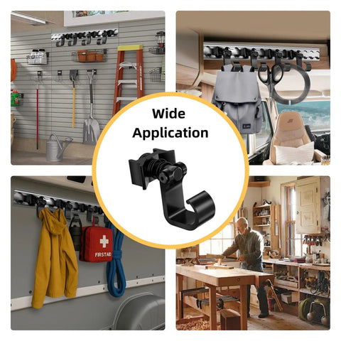 Heavy Duty 4 Pack L Track Hooks With Single Stud Fitting Spring Loaded Gear Hooks Aluminum L Track Accessories installed