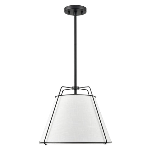 Lise Chandelier In Black And White With Adjustable Rods E26 Socket 60W Max LED Compatible, showing sloped ceiling mount
