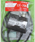 CF-706 Duplexer in packaging with cables, featuring low loss high isolation; frequency 1.3-57 MHz and 75-550 MHz details shown