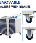 Built Like A Tank Heavy Duty Portable Industrial Air Conditioner 28900 Btu with removable casters and brakes for stability.