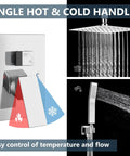 Ceiling Mount Shower System With Rain Head And Handheld Spray High Pressure Chrome Faucet Set, single handle controls.