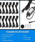 16 Pack LED Recessed Deck Lights With Protective Shell IP68 Waterproof Warm White 0.6W All In One Outdoor Landscape Lighting Kit 12V