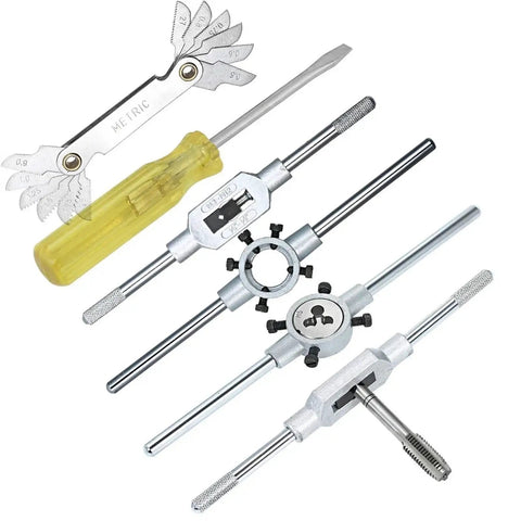 Ultimate 32-Piece Tap And Die Set With Metric Hand Threading Tools For M3 To M12, Precision Tungsten Carbide Cutting Bits Perfect DIY Gear For Pros. Metric tap and die set with holder and threading handles