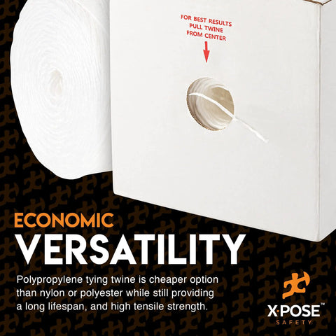 Workhorse Heavy Duty Polypropylene Twine 3 Ply White String Roll 2800 Feet for Baling Shipping Packaging in box