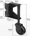 4 Inch Gate Wheels With Spring Loaded Caster And 360 Degree Universal Mount Plate For Wooden Fence And Metal Gates Heavy Duty 220 Lb Capacity Black