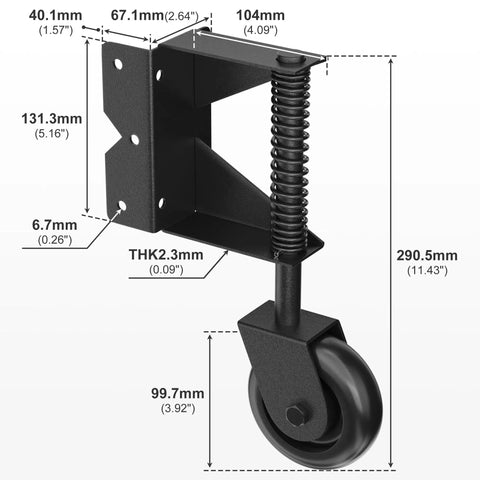 4 Inch Gate Wheels With Spring Loaded Caster And 360 Degree Universal Mount Plate For Wooden Fence And Metal Gates Heavy Duty 220 Lb Capacity Black