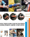 Trauma First Aid Kit With Tourniquet And Israeli Bandage 34 Piece Tactical Emergency Gear For Car Camping Hiking And Travel Black Bleeding Control Essentials You Can Grab And Go shown in various uses like arm and leg support.